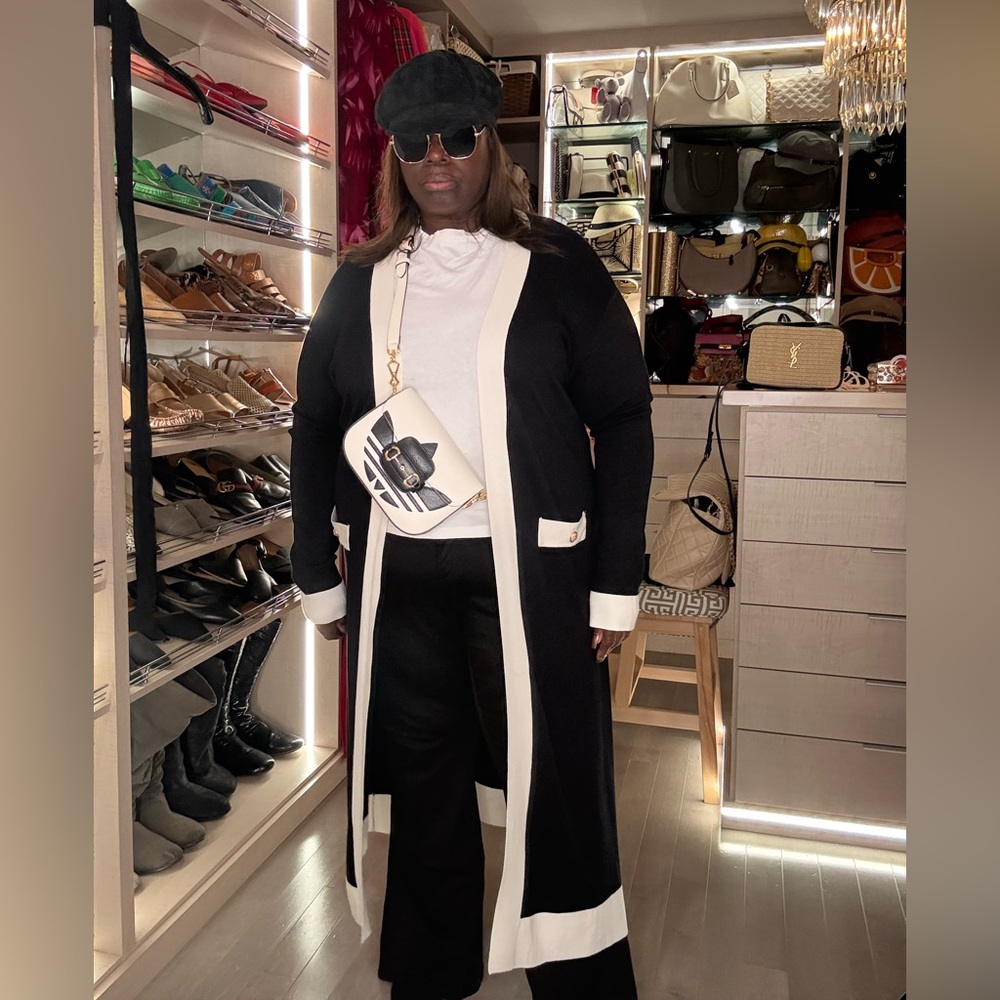 Black and White Long Cardigan - Picture 6 of 6